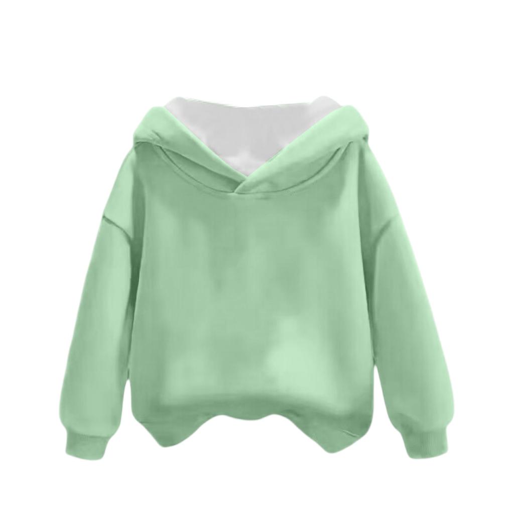 Children's Boys And Girls Fashionable Solid Color Pullover Casual Round Neck Hooded Sweatshirt Plus Fleece Sweatshirt