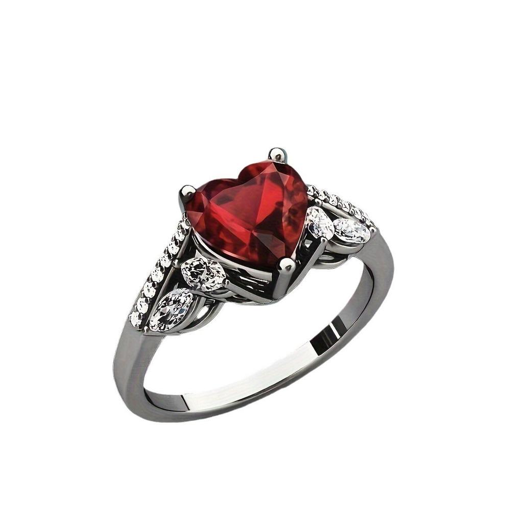 Ruby Heart Women's Ring & Stainless Steel Men's Ring - Japanese & Korean Inspired Christmas Jewelry