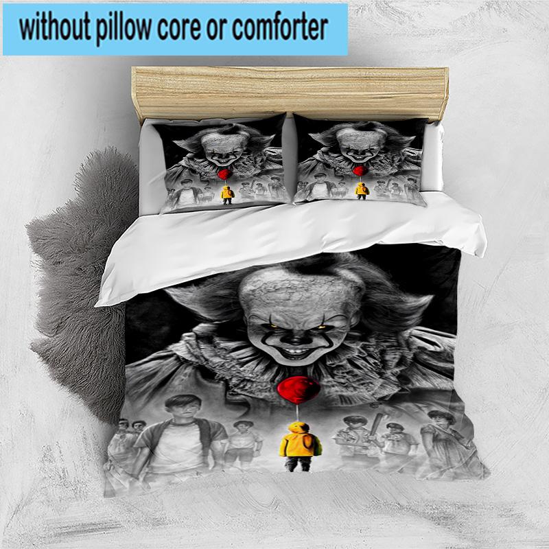 1PC Scary Clown Horror 3pcs Bedding,Including 1pc Duvet Cover And 2pcs Pillowcases Perfect for Christmas,Ideal for Bedroom, Dormitory