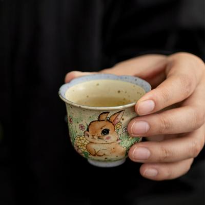 50 мл Милая Кролик Маленькая Чайная Чашка Китайский Ретро Ручная Работа Бытовая Керамическая Чашка для Kung Fu Чашка для Медитации Jianzhan Мастерские Чашки Новые
