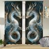 2 шт. Шторы с изображением дракона мечты, узор в стиле восточной мифологии, художественный декор, шторы для гостиной, спальни, оконные шторы, солнцезащитные шторы