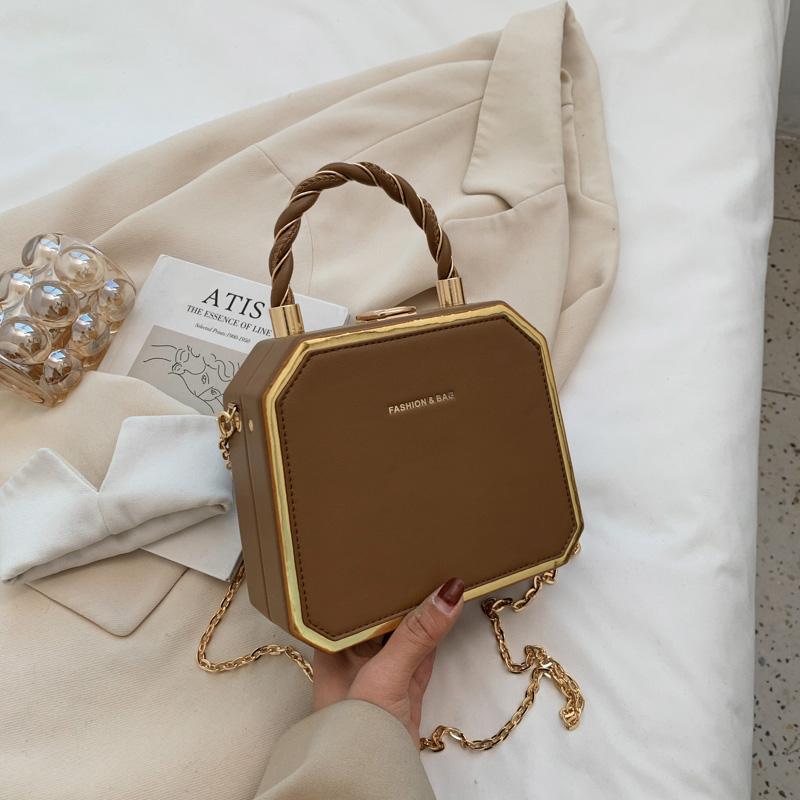 Hard Box Shape PU Leather Crossbody Bag with Short Rope Handle for Women 2024 Shoulder Handbags and Purses Lady Travel Cute Tote CLE