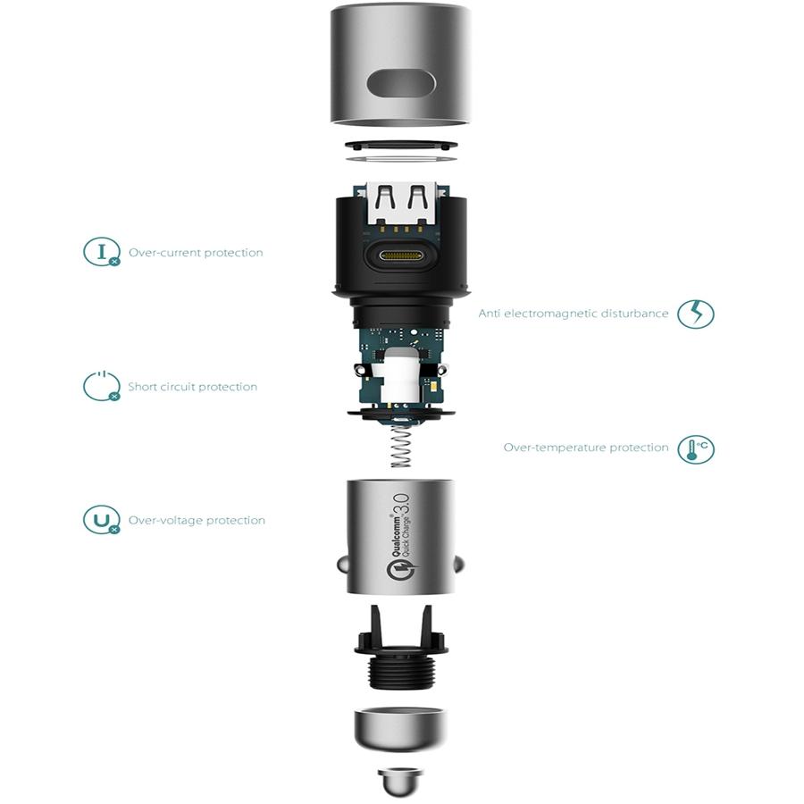 Оригинальное автомобильное зарядное устройство Xiaomi Mi QC3.0 X2, двойной USB, быстрая зарядка, макс. 5 В/3 А, 9 В/2 А, 15 В/1,5 А, в металлическом стиле, быстрая зарядка
