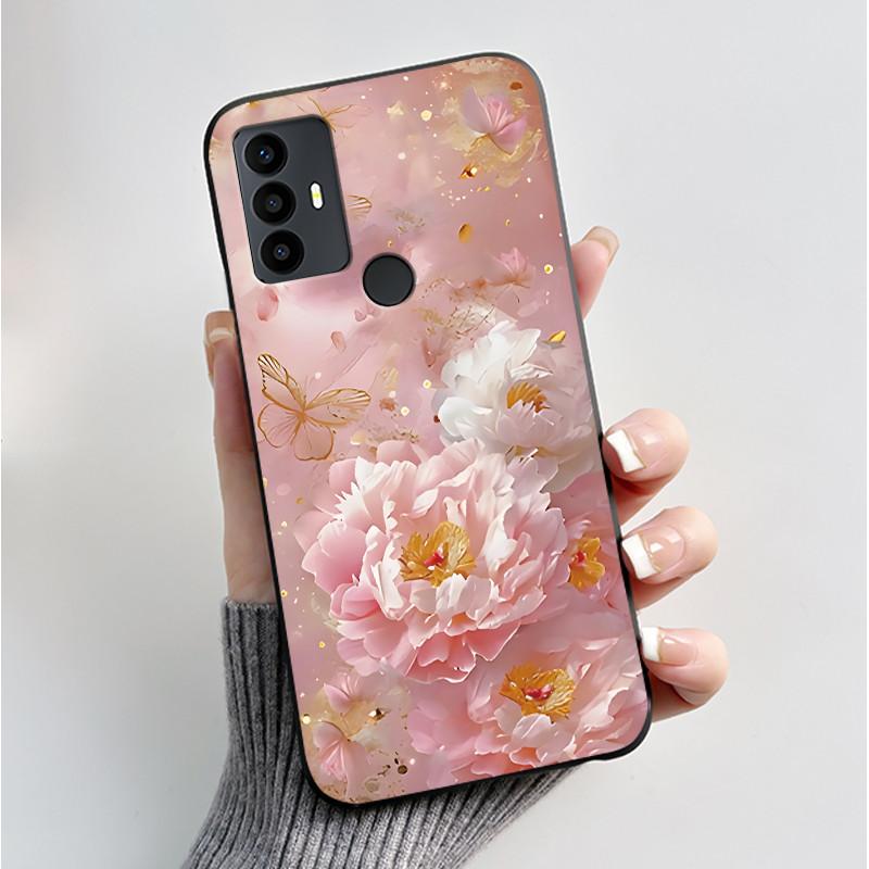 Для TCL 30 SE 30E 306 305 Чехол 6165D 6102H 6102A 6102D Чехол для телефона Модный Черный Мягкий Силиконовый Корпус Бампер с Бабочками и Цветами