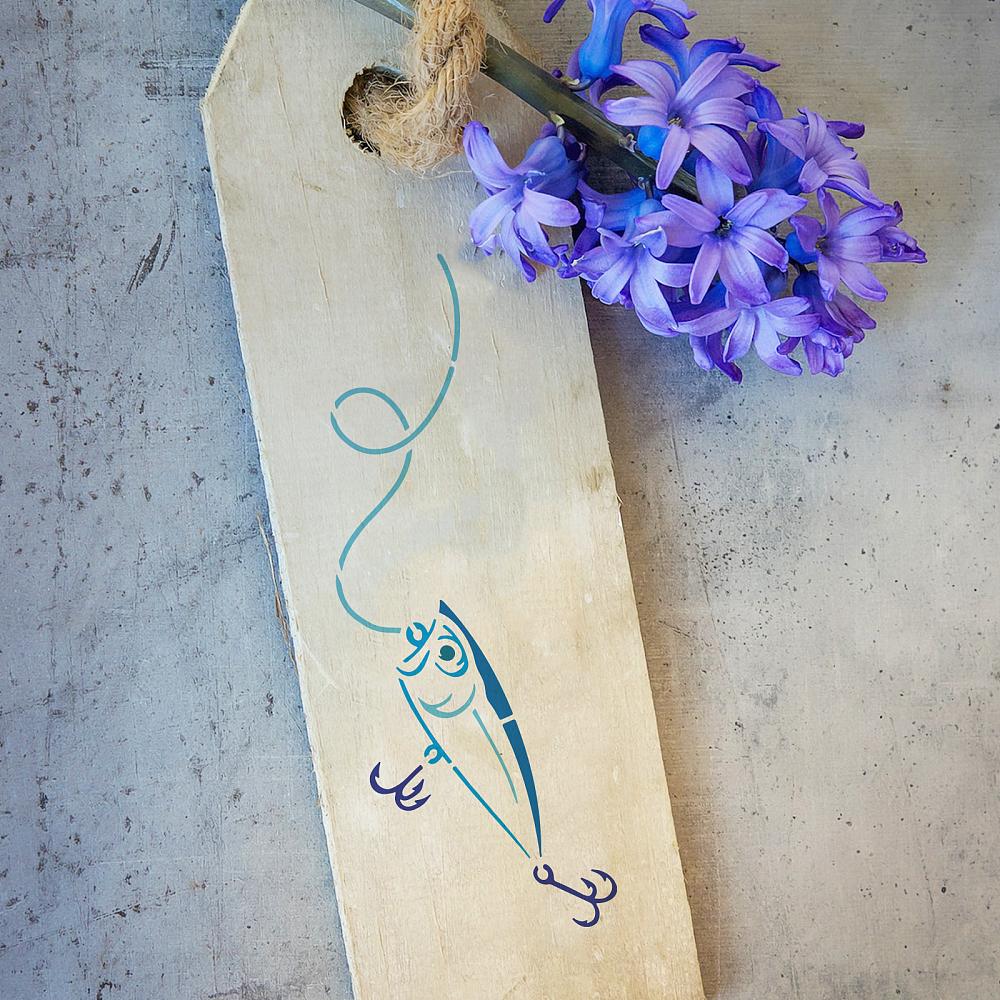PET Hollow Out Drawing Painting Stencils for DIY Scrapbook Photo Album Fish 150x300mm 2pcs/set