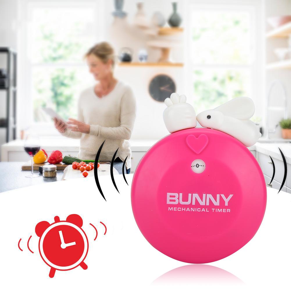 Мультяшный Кролик Механический Ручной Кухонный Таймер для Приготовления с Будильником Напоминанием Часы Инструмент для Обратного ОтсчетаРоза
