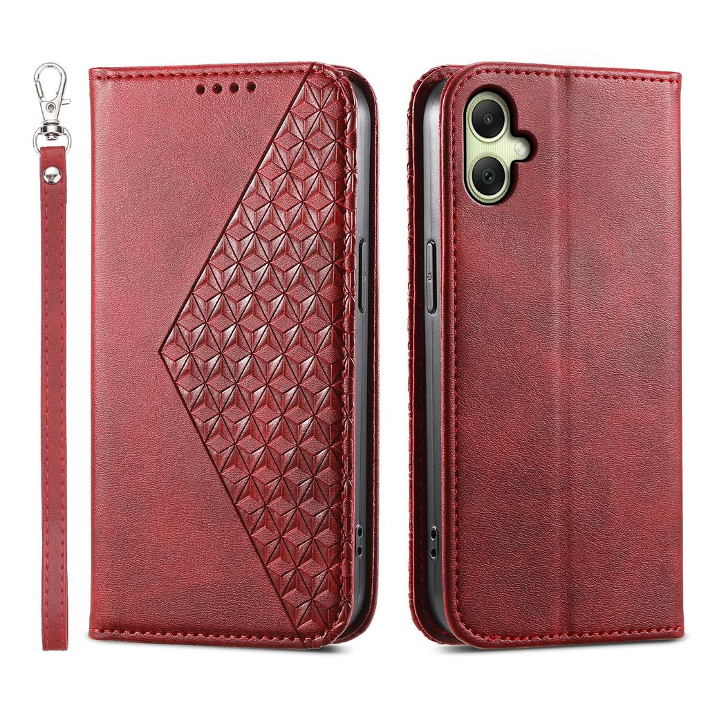For Samsung Galaxy A07 4G Case Calf Texture PU Leather Wallet Phone Cover with Wrist Strap