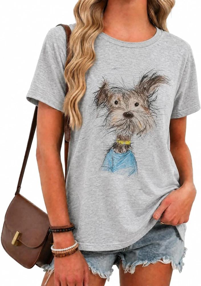 Funny Vintage Animal Graphic T-Shirt for Women - Summer Cotton Casual Top