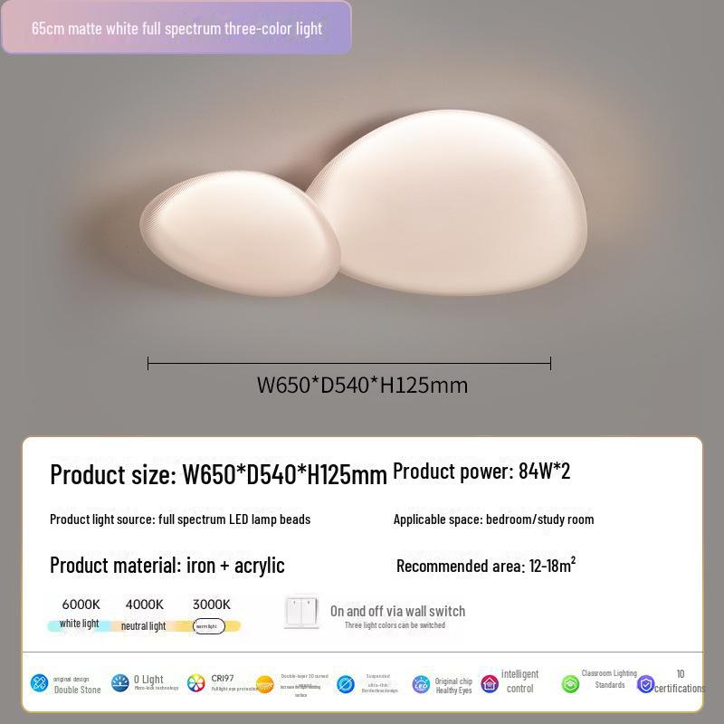2025 Modern Pebble Cream Ceiling Lamp - Full Spectrum Eye Protection for Living Rooms