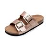 Женские тапочки Cork Footbed Sandal 2 Strap Цвет шампанского Роскошные уличные модные сандалии больших размеров для дизайнеров