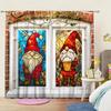 2 шт. Рождественская цветная стеклянная занавеска с принтом гнома для рождественского домашнего декора - карманная штора на карнизе для спальни, офиса