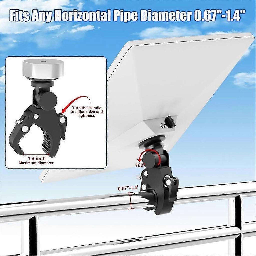 Adjustable Pole Mount Bracket Compatible with Starlink Mini Satellite Dish for RV Ladders and Yacht Railings Installation