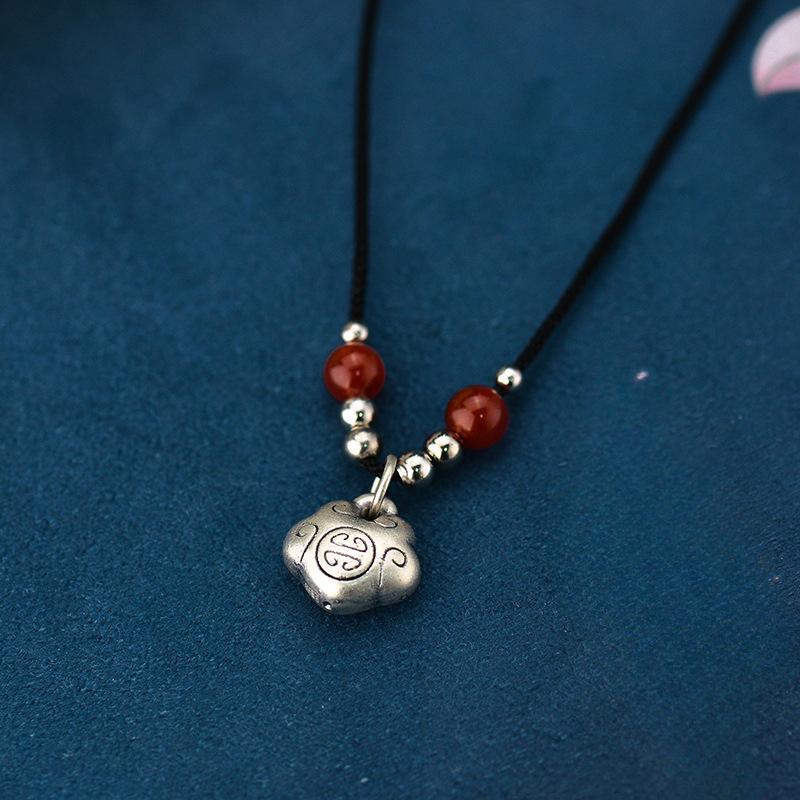 Ожерелье с замком безопасности с небольшим дизайном Sense Long Life Lock в этническом стиле в китайском стиле, безопасный подарок Ruyi