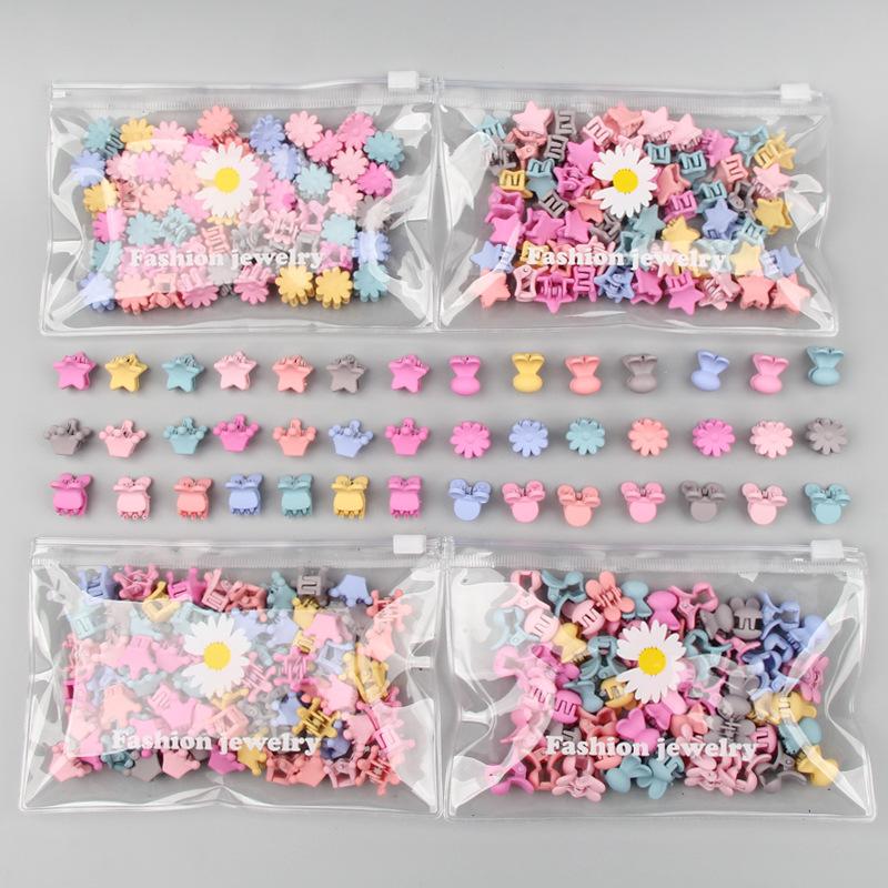 30Pcs/Bag Mini Cute Hair Claws For Girls Baby Colorful Hairpin Cartoon Flower Crown Star Hair Clips Children Hair Accessories
