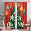 2pcs,2D Plane Printing Popular Curtain Panels Preety Christmas Tree Versatile Polyester Fabric (without Rod) All Seasons for