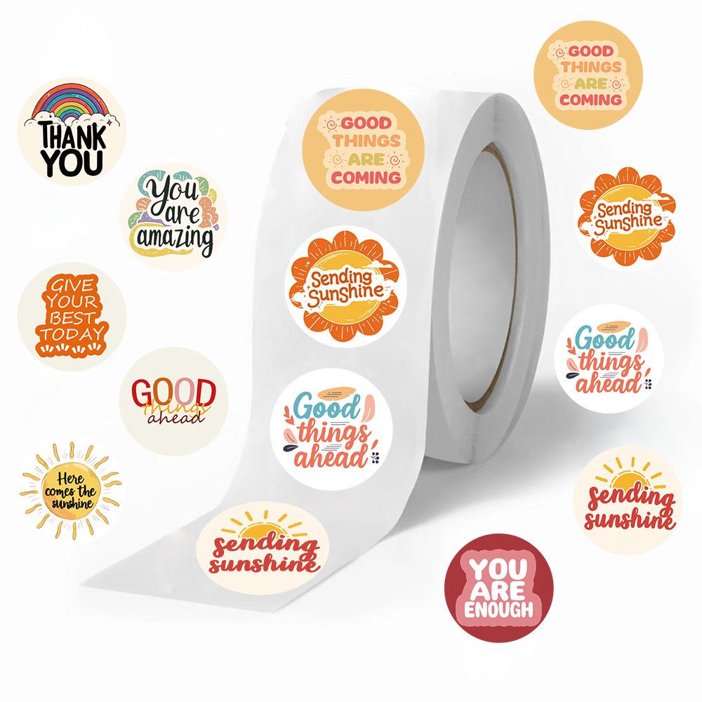 500 листов/рулон Рулонные наклейки Лента Наклейки с солнечными фразами Материал для ручного ведения учета Декоративные наклейки для запечатывания конвертов