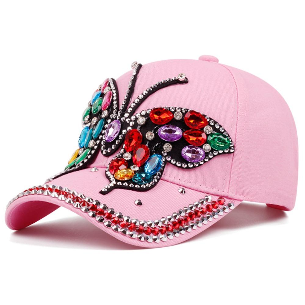 Adjustable Baseball Cap Butterfly Diamond Sun Protection Cap Versatile Denim Cap  Unisex
