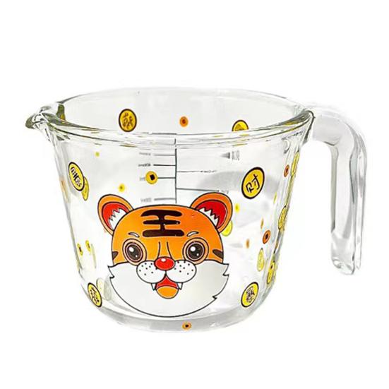Glass Measuring Cup with Spout 500ml Heat-Resistant Kitchen Measuring Tool Microwave Safe Milk Cup for Kids Breakfast
