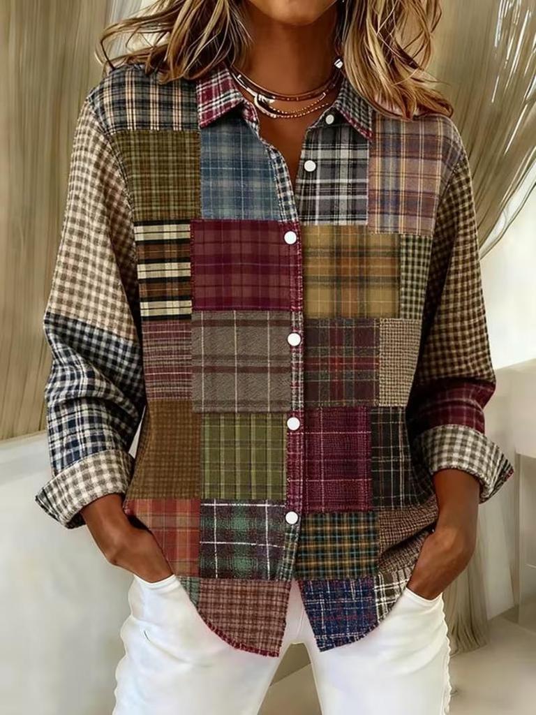 Women's 3D Digital Print Shirt - European & American Trend, Spring/Autumn 2025