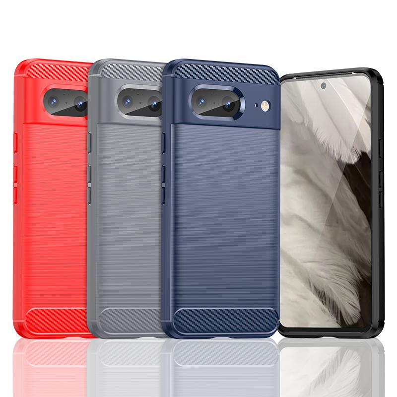 Luxury Carbon Fiber Shockproof Phone Case For Google Pixel 2 XL 3 3A 4 XL 4A 5 5A 6 6A 7 7A 8 Pro 8A 9 Pro XL TPU Bumper Cover