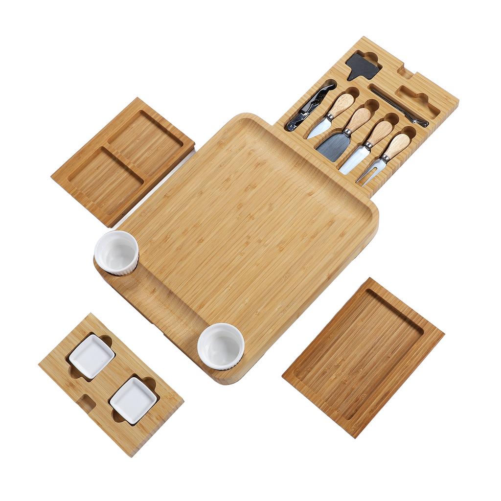 Набор досок для подачи колбасных изделий Bambusoideae, сервировочное блюдо, поднос для сыра с 4 ящиками для дня рождения, свадьбы