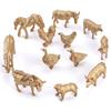 12 Pcs Poultry Animal Figures Simulation Model Golden Figurine Statue Chicken DuckGoose Cattle Educational Toys