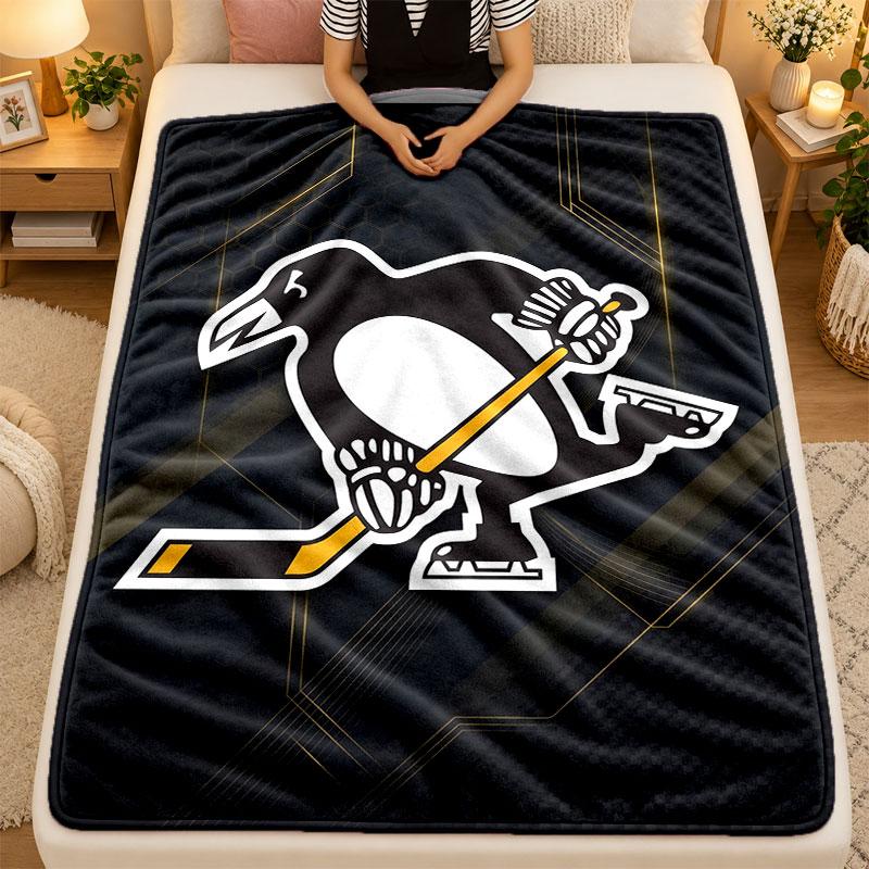 Flannel BlanketPittsburgh Penguins Warm Soft Throw Blanket for Indoor Sofa Bed Living Room Use
