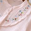 Spring and Summer 2025 New Women's Pajama Suit 100% Cotton Crepe Short-sleeved Capris Embroidered Round-neck Household Clothes