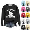 Women's Fashion Casual Long Sleeve Halloween Printed  Neck Sweatshirt