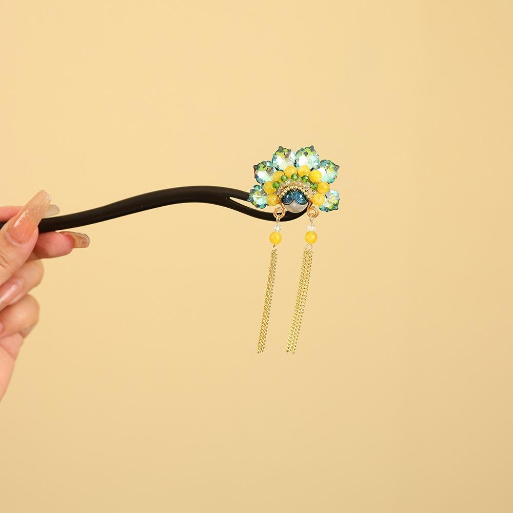 Red New Chinese Style Hair Clip Tassel Hanfu Hairpin Temperament Wooden Hair Stick  Bridal