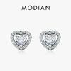Серьги-гвоздики из стерлингового серебра 925 пробы с прозрачными фианитами и сердечками для женщин, очаровательные свадебные эффектные серебряные ювелирные изделия