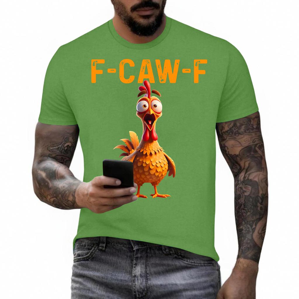 Смешная футболка с петухом, кукарекающим F-Caw-F, и каламбуром