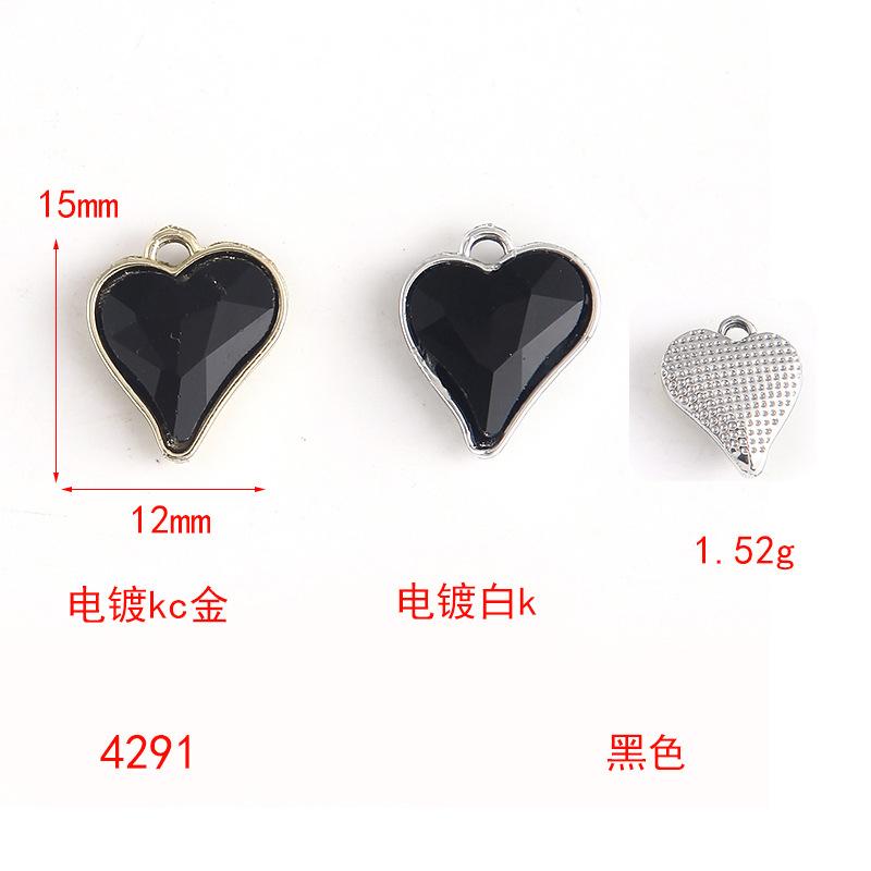 Crystal Peach Heart Pendant Diy Alloy Accessories Heart Pendant Earrings Necklace Bracelet Diy Matching
