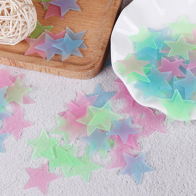 100 шт. 3D звезды светятся в темноте люминесцентные пластиковые наклейки на стену для дома