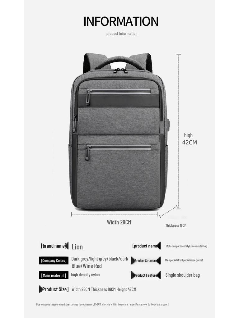 High-End Fashion Men's Waterproof Travel Backpack with Large Capacity