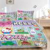 Набор из 3 предметов: Стеганое покрывало «Причудливый мир Hello Kitty» - Включает 1 пододеяльник и 2 наволочки, Машинная стирка - Подходит для всех сезонов. H054