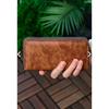 Unisex Leather Portfolio with Phone Compartment Card Holder Long Wallet Crazy Brown