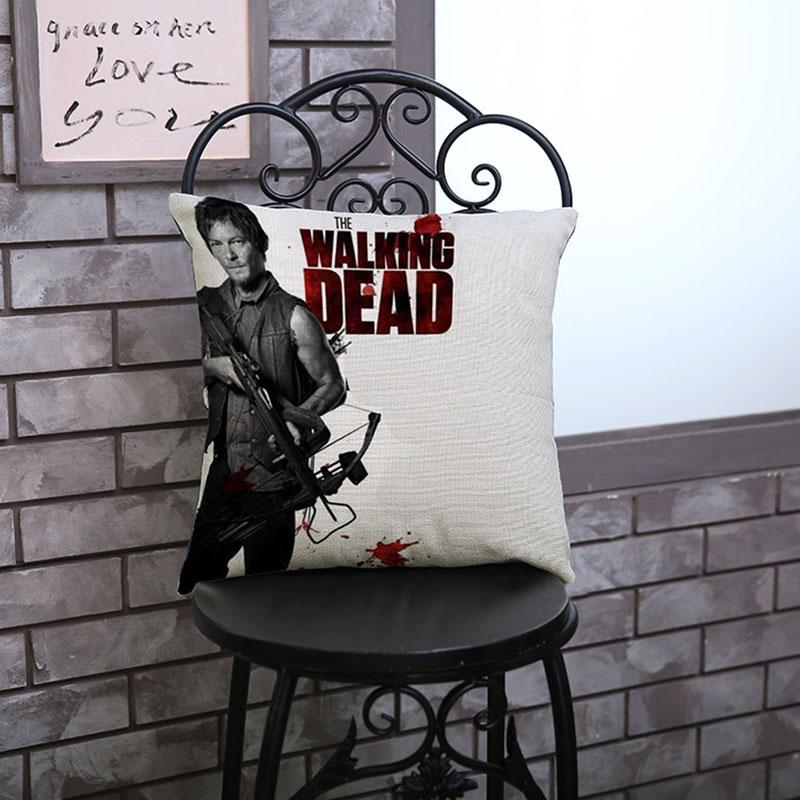 The Walking Dead Print Decorative Pillows One Side Print Cotton Linen Cushion Cover 45X45Cm Woven Throw Cushion Pillow Cover