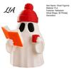 Mini Ghost Statue 3D Printed Halloween Figurine, Red Hat Reading Decor Statue, Holding Coffee Sculpture for Holiday Party Decoration Figurine
