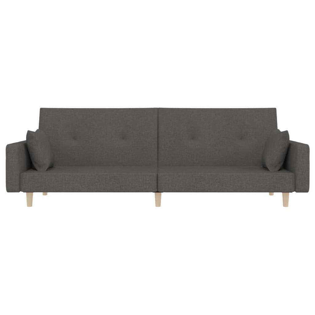 vidaXL Schlafsofa 2-Sitzer mit 2 Kissen Dunkelgrau Stoff