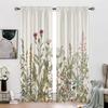 Шторы с зелеными листьями для гостиной, цветочные, ботанические принтованные панели, полевые цветы, тюльпаны, плющевые травы, деревенская оконная драпировка