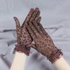 Women's Leopard Print Mesh Fingerless Gloves - Breathable, Lace, Sun Protection, Spring/Summer Driving Fashion.