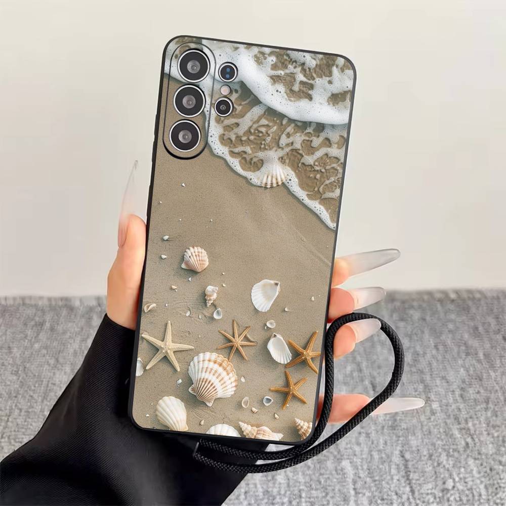 Лето у моря Чехол для телефона Для Samsung S25,S24,S21,S22,S23,S30,Ultra,S20,Plus,Fe,Мягкий силиконовый Черный чехол