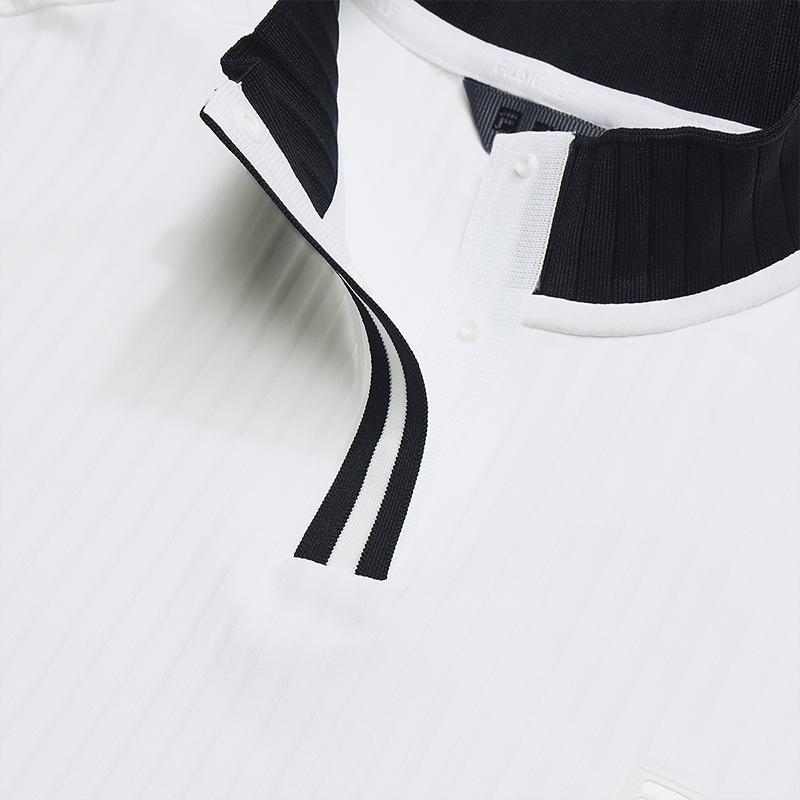 Fila Модная Классическая Простая Спортивная Универсальная Удобная Повседневная Футболка-Поло с Цветовыми Блоками Черно-Белого Цвета Женские Топы A11W625118FWT Серия Гольф