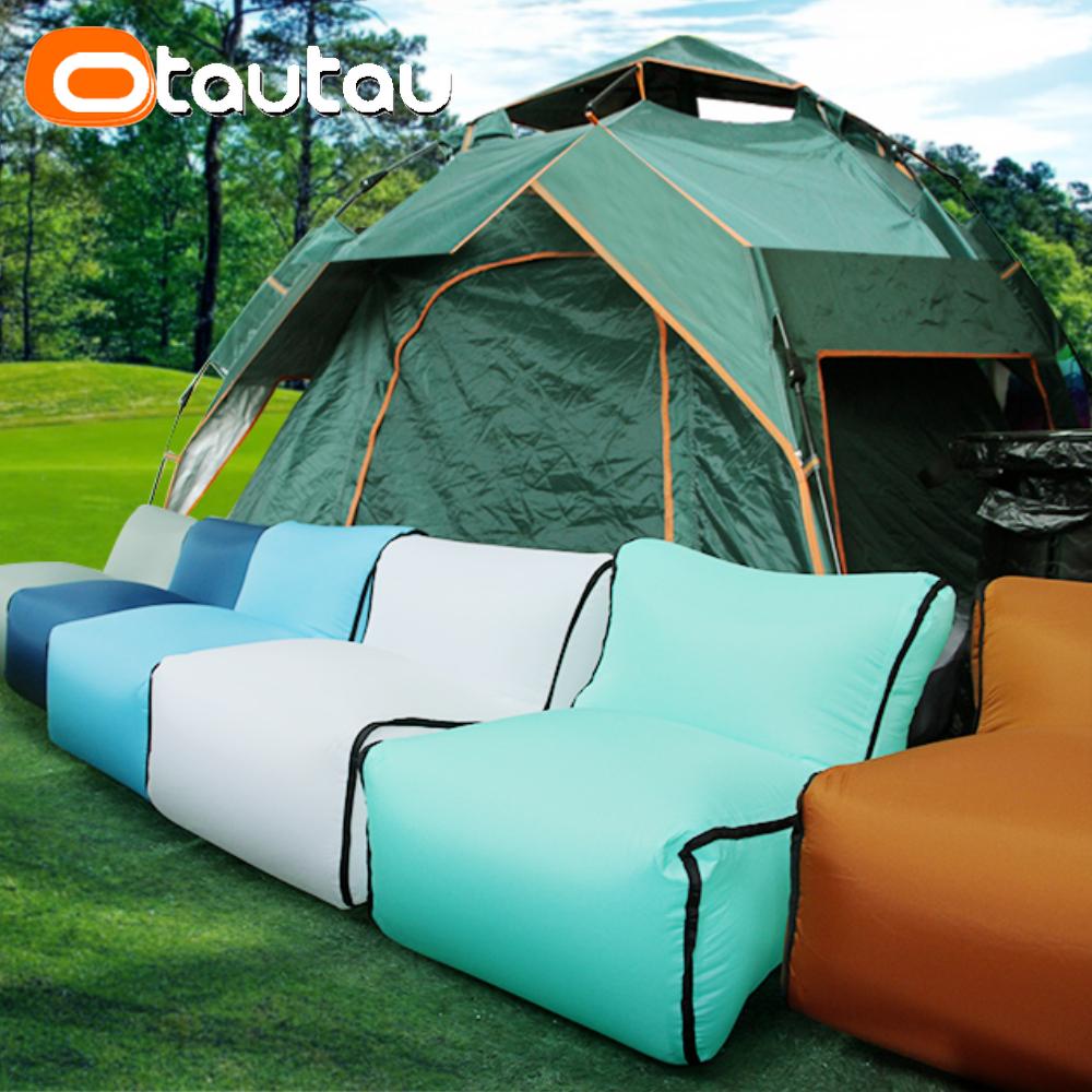 OTAUTAU Outdoor Small Portable Inflatable Chair Camping Ottoman Stool Sports Space Saving Furniture Frameless Adults Kids SF108