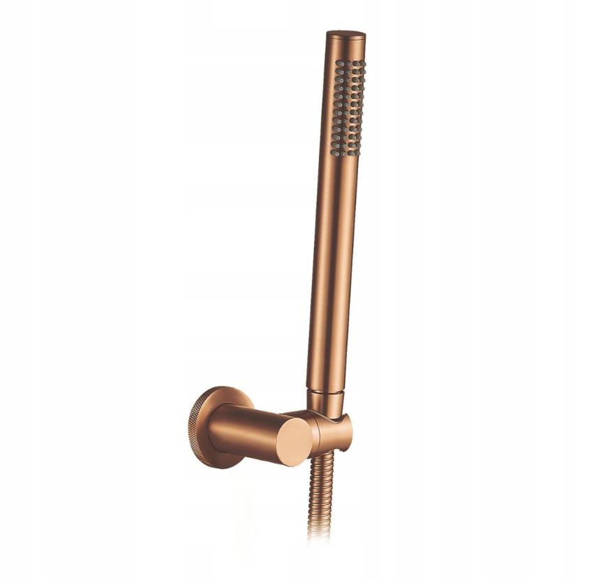Lungo Grip Brushed Copper Surface-Mounted Bathtub Mixer Tap with Handset