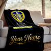 Custom Name Leeds United Throw Blanket - Perfect for Couch, Bed, Office, and outdoor Travel - Ideal Gift for Christmas & Holidays