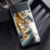 Чехол для Samsung Galaxy Z Flip 3 4 5G черный жесткий корпус для телефона из ПК Z flip4 роскошный сегментированный чехол Tiger Crane ART