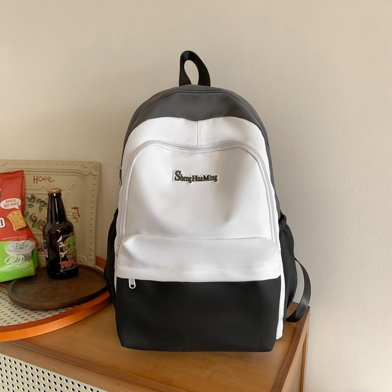 Female Block Color Backpack Girls School Bag Junior High School Student Backpack