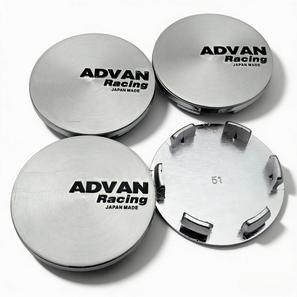 4pcs ADVAN Racing Logo Emblem Badge Car Wheel Center Caps 51MM Clips 46MM Rim Hubcaps Dust Cover Wheels Hub Cap Car Accessories